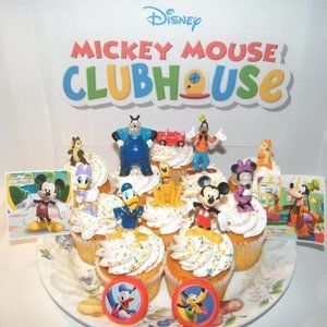 Disney Mickey Mouse Clubhouse Cake Toppers Set of 14 Figures, Rings and Stickers